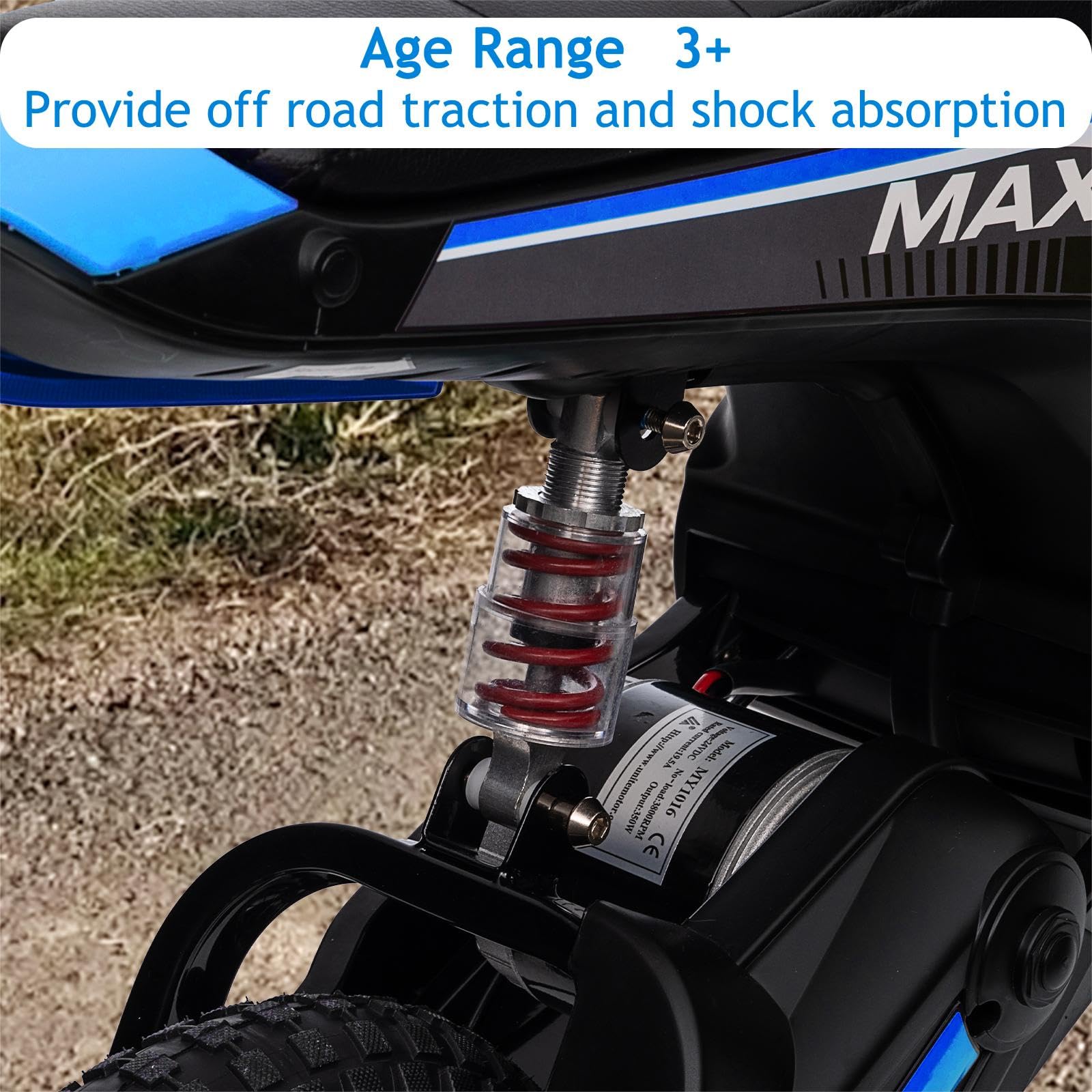 Garvee Ride - T Series: 24V-10A 350W Ride On Electric Dirt Bike For Kids Ages 13+, 14.29MPH, 3-Speed - Blue-9