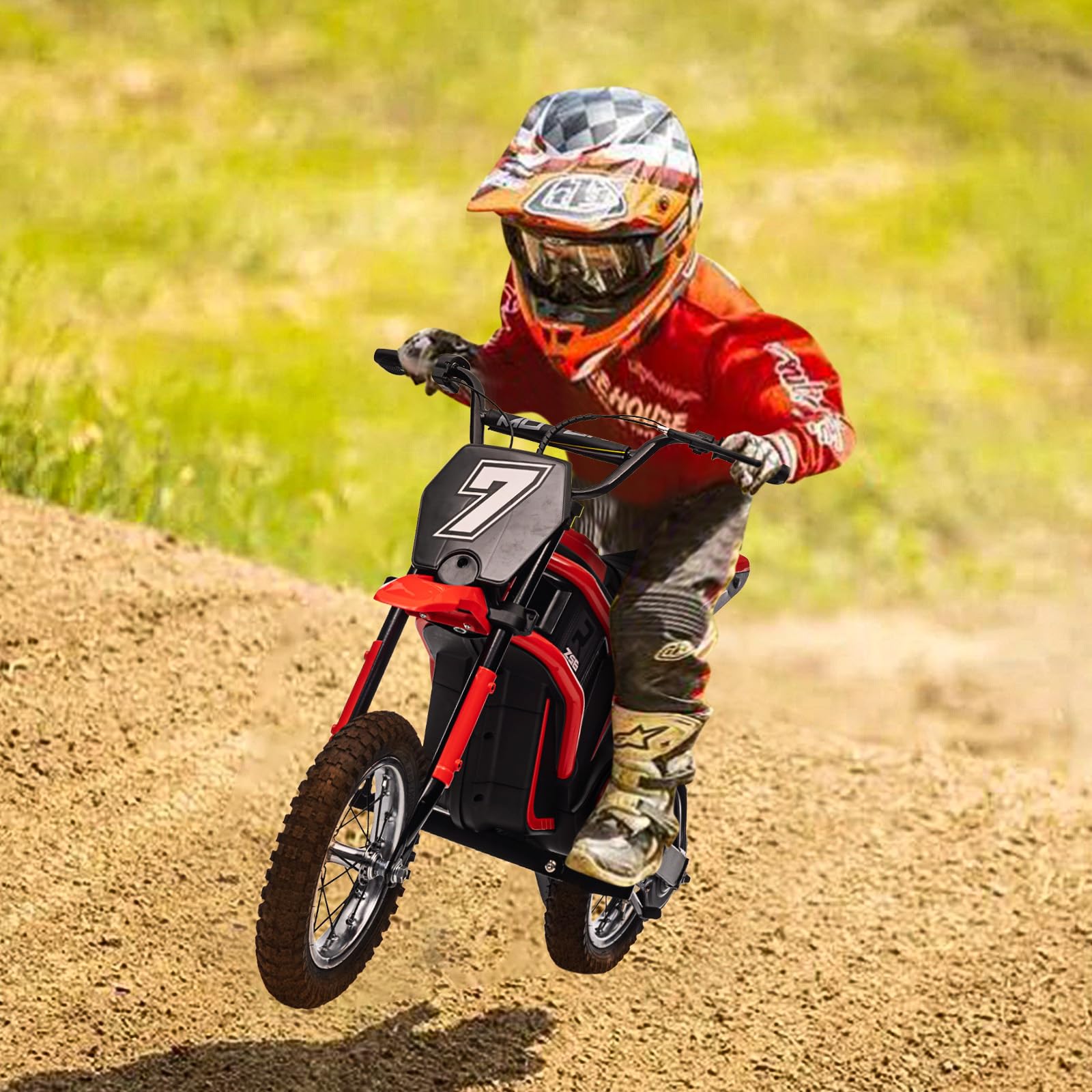 Garvee Ride - T Series: 24V-10A 350W Ride On Electric Dirt Bike For Kids Ages 13+, 14.29MPH, 3-Speed - Red-7