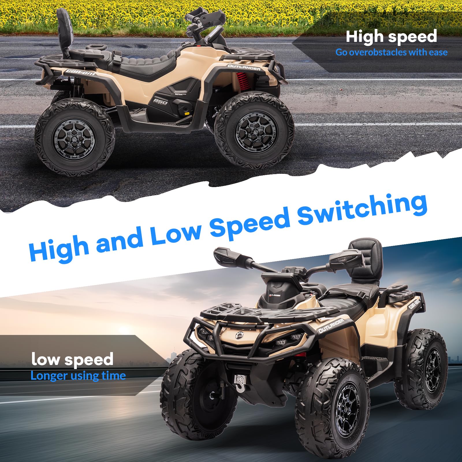 Garvee Ride - P Series: 12V Ride-On Toy Car for Toddlers, 4-Wheel Vehicle with 2-Seater, Remote Control, LED Lights, Music, and Spring Suspension, Electric Car for Kids, 2-4 Mph Safety Speed, Brown