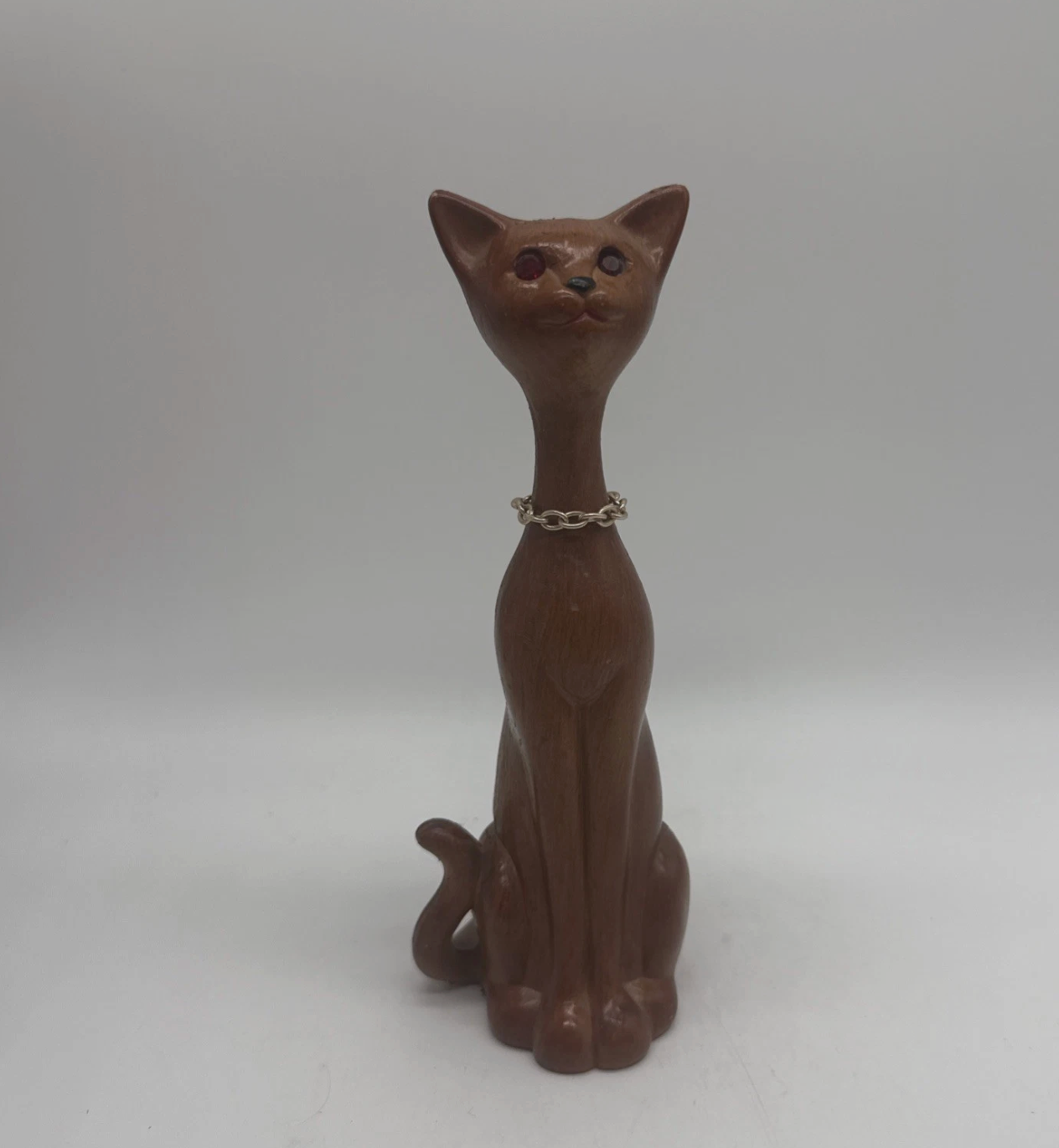 Faux Wood Vintage Siamese Cat Statue