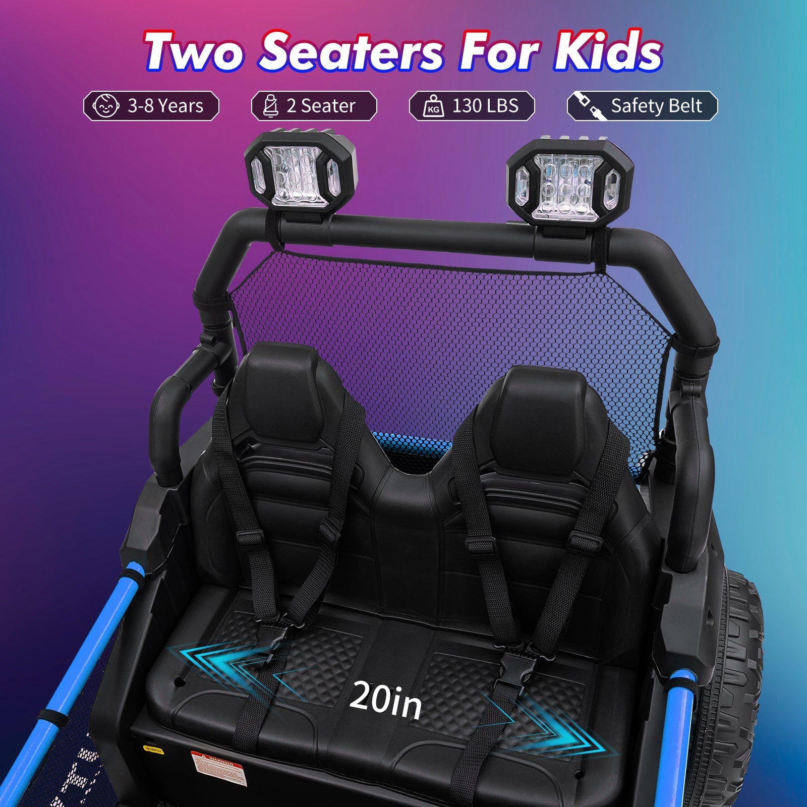 Garvee Ride - P Series: 2 Seater 24V Ride On Car,Electric Vehicle Utv Car for Kids,400W Motors Electric Truck With Remote,4.5MPH Max Speed,Four-Wheel Suspension,Music,Best Gift for Kids,Blue