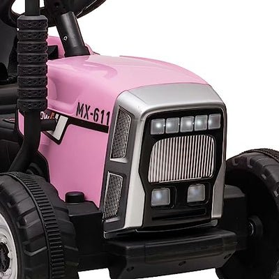 Garvee Ride - P Series: 12V Electric Tractor & Trailer for Kids, 3-6 Yrs - With RC - Pink / 25W