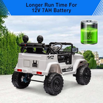 Garvee Ride - P Series: 12V Power Wheel Electric Car for Kids, Ride on Toys with Led Lights Bluetooth, 3 Speeds, Spring Suspension - White