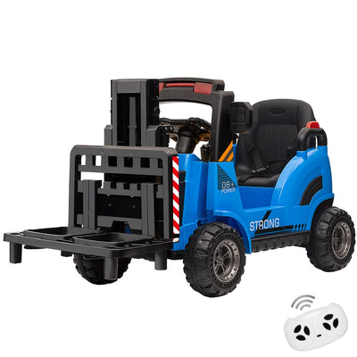 Garvee Ride - P Series: 12V Electric Forklift Ride-On: Liftable Fork, Remote, Music, Realistic Design, 66lb Load, for 3-7 Years - Blue