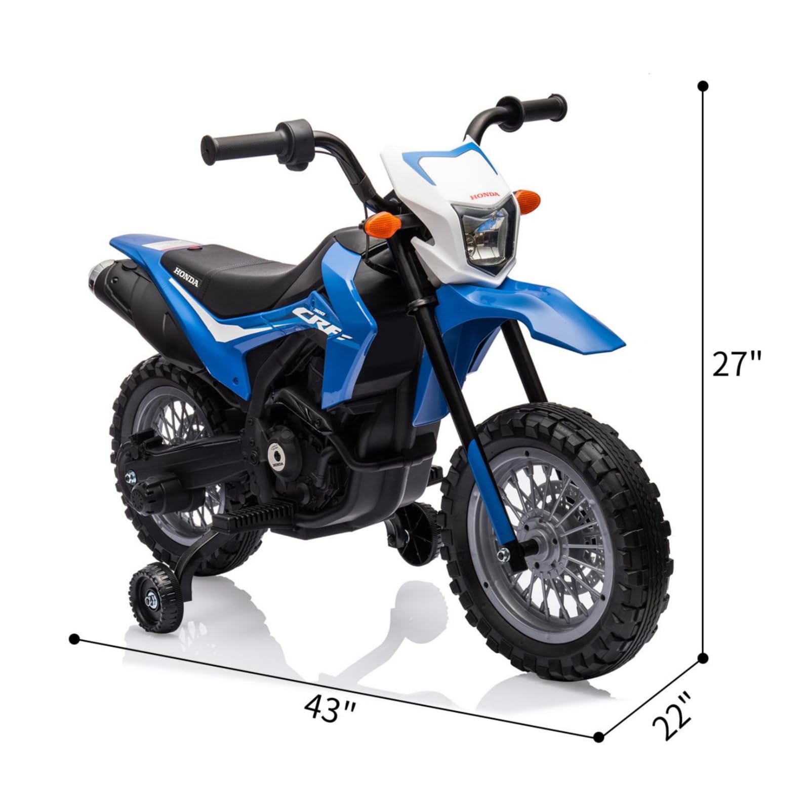 Garvee Ride - P Series: Kids Electric Ride on Motorcycle, Licensed Honda Battery Powered Motorbike Toy, with Training Wheels, Rechargeable Battery, Headlight, Engine Sounds, for Children Girls Boys - Blue