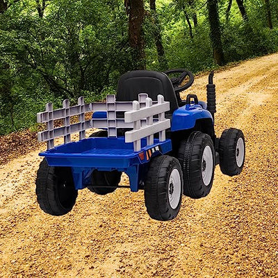 Garvee Ride - P Series: 12V Electric Tractor & Trailer for Kids, 3-6 Yrs - With RC - Blue / 35W