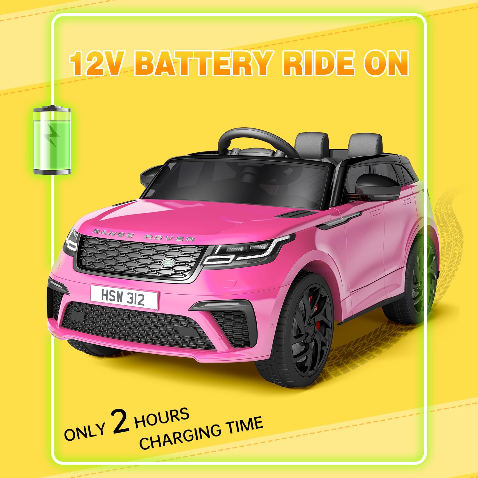 Garvee Ride - P Series: 3-8, 12V Licensed Land Rover Ride Electric Car for Kids with Parent Remote Control, MP3 Player, Rocking, Pull Rod - Pink