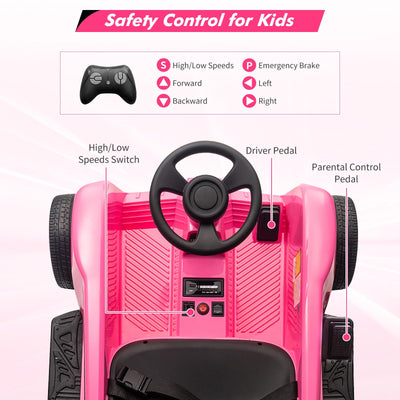 Garvee Ride - P Series: 2 Seaters 4-Wheelers Electric Ride On Toy for Kids, 24V 120W*2 Powerful Motors Max Load 200 Lbs, Two Driver Modes + Remote Control Modes for Toddlers Child with Music, USB, Storage Box, Pink-Color