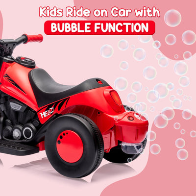 Garvee Ride - P Series: 6V Battery-Powered Electric Motorcycle with 1.9 Mph Speed, Led Headlights, Music, Pedal, Forward/Reverse, 3 Wheels | Motorbike Toy Gift for Toddlers 3 and Up - Red
