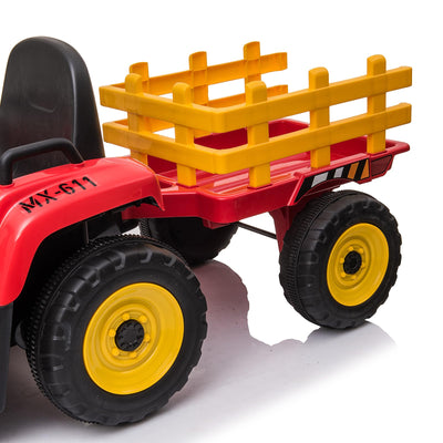 Garvee Ride - P Series: 12V Electric Tractor & Trailer for Kids, 3-6 Yrs - With RC - Red / 35W
