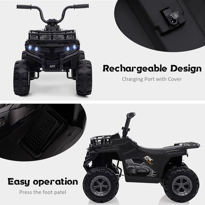 Garvee Ride - P Series: 12V Kids Ride On Electric Quad ATV, Ride Car Toy with Bluetooth Audio, High/Low Speed, LED Headlights, Battery Indicator & Radio Orange - Black