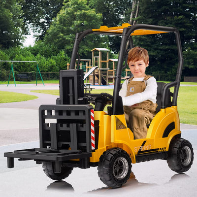 Garvee Ride - P Series: 12V Kids Forklift Ride-On: Indoor/Outdoor Fun, Realistic Design, Music, Speed Switch, 66lb Max Load, Remote Control, Ages 3-7 - Yellow