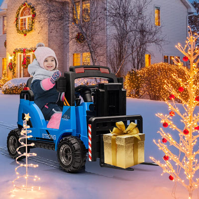 Garvee Ride - P Series: 12V Electric Forklift Ride-On: Liftable Fork, Remote, Music, Realistic Design, 66lb Load, for 3-7 Years - Blue