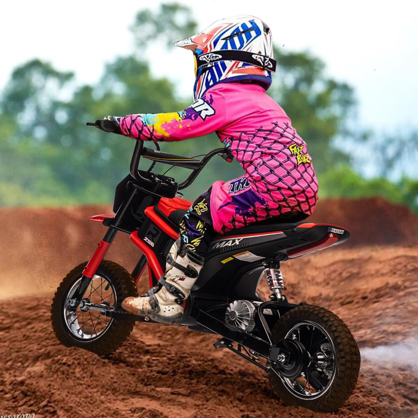Garvee Ride - T Series: 24V-10A 350W Ride On Electric Dirt Bike For Kids Ages 13+, 14.29MPH, 3-Speed - Red-7