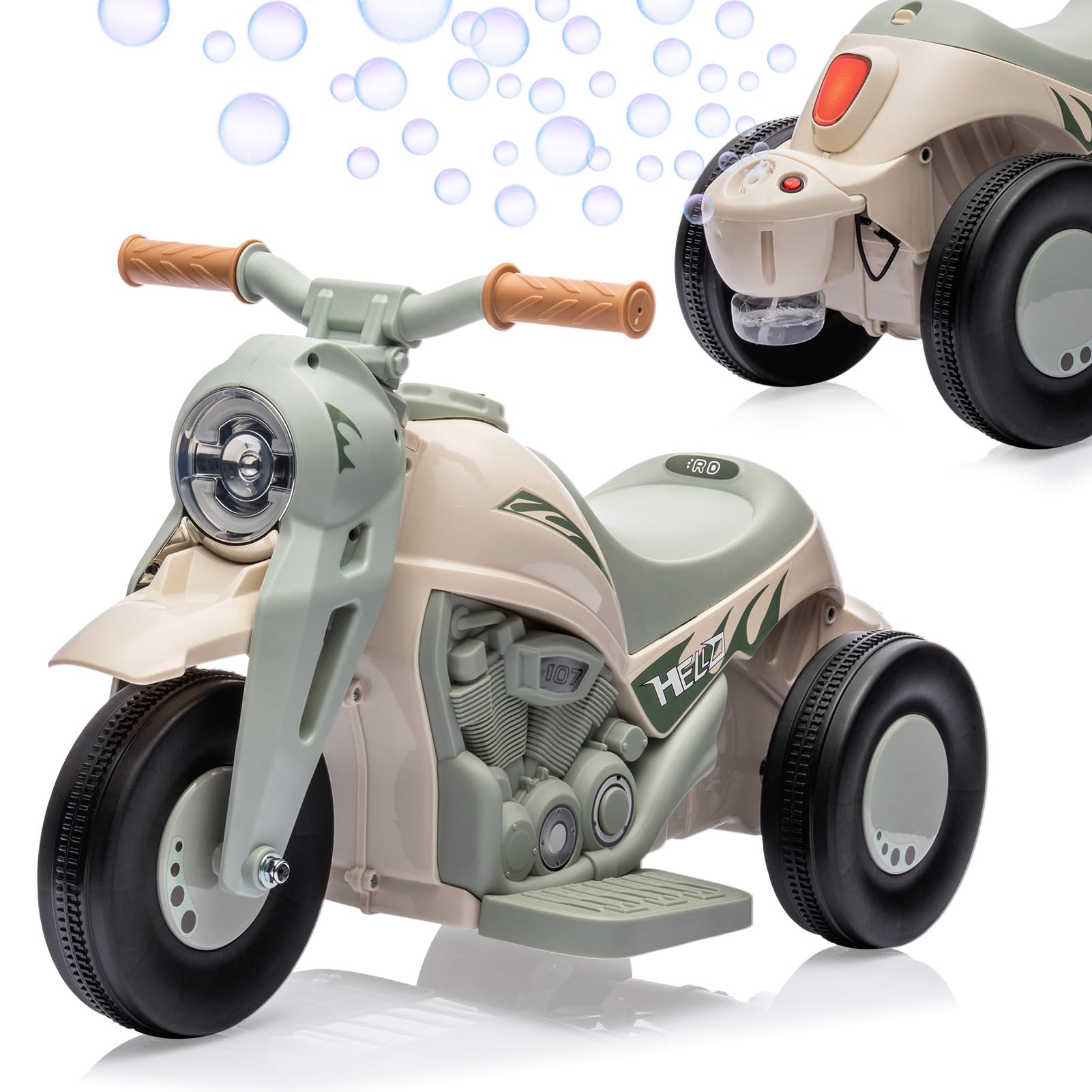 Garvee Ride - P Series: 6V Battery-Powered Electric Motorcycle with 1.9 Mph Speed, Led Headlights, Music, Pedal, Forward/Reverse, 3 Wheels | Motorbike Toy Gift for Toddlers 3 and Up - B