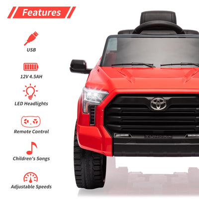 Garvee Ride - P Series: 12V Ride on Car For Kids Age 3+ , Licensed Toyota, with Remote Control, MP3, LED Lights, Suspension System, Double Doors, Safety Belt, Ride On Toys for Boys Girls - Red
