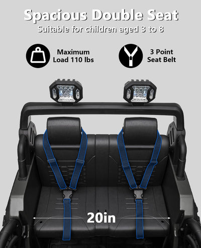 Garvee Ride - P Series: 24V Ride On Car 2 Seater For Kids Age 3+ , XL Electric Vehicles for Big Kids with 20" Wide Seat, 3 Speed, 2x200W Powerful Motor, Suspension, Bluetooth, Music,Power Wheels with Parent Control for Kids to Drive - Black