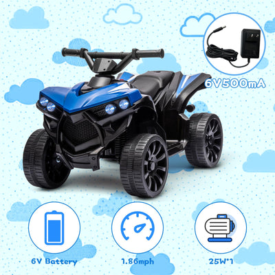Garvee Ride - P Series: 6V Quad ATV for Kids Toddler 3+ years, Max 55lb Capacity, With LED, Music, Foot Pedal, Wear-Resistant Wheels, 1.9 MPH - Blue