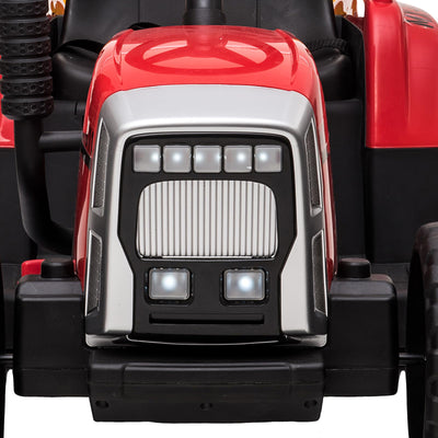 Garvee Ride - P Series: 12V Electric Tractor & Trailer for Kids, 3-6 Yrs - With RC - Red / 35W