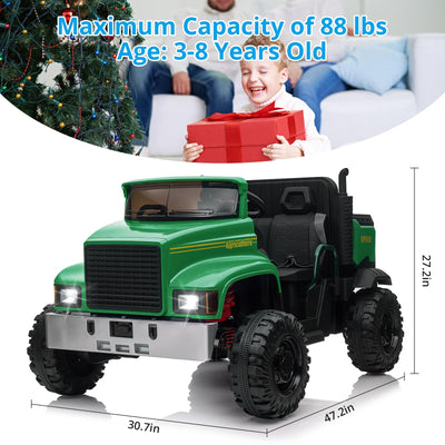 Garvee Ride - P Series: 24V Ride On Truck with Remote Control Electric UTV Vehicles with Dump Bed, 4WD Power 4x200W Motors,4xSpring Suspension, 3 Speeds, 2 Seater Kids Ride On Toys Best Gifts for Kids - Green