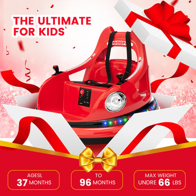 Garvee Ride - P Series: 12V Ride on Toddler Bumping Car W/Remote Control, LED Lights & 360 Degree Spin, ASTM Certified - Red