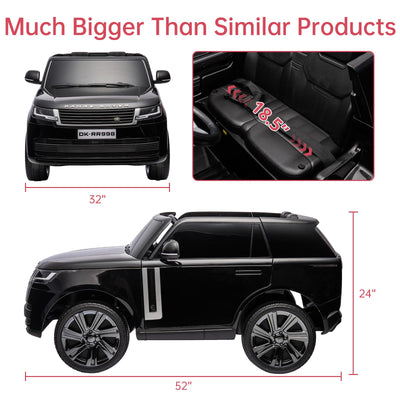Garvee Ride - P Series: 24V 2-Seater Land Rover Ride-On Car For age 3+, With MP3, 3 Speeds, Remote Control, LED, 4-Wheel Suspension - Black