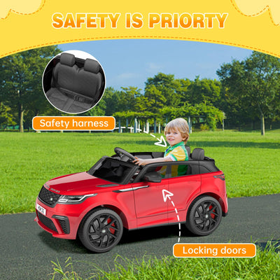 Garvee Ride - P Series: 3-8, 12V Licensed Land Rover Ride Electric Car for Kids with Parent Remote Control, MP3 Player, Rocking, Pull Rod - Red