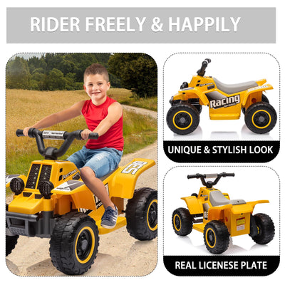 Garvee Ride - P Series: 6V Kids Ride On Electric ATV, Ride Car with LED Headlights, Ride-On Toy for Toddlers 1-3 Boys & Girls with Music, Forward & Reverse - Yellow