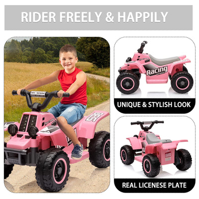 Garvee Ride - P Series: 6V Kids Ride On Electric Quad ATV, Ride Car with LED Headlights, Ride-On Toy for Toddlers 1-3 Boys & Girls with Music, Forward & Reverse - Pink