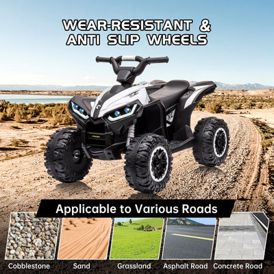 Garvee Ride - P Series: 12V Kids ATV 4 Wheeler, Music, LED Lights, Battery Powered Ride On Toy for Boys Girls, Outdoor Adventure Vehicle White