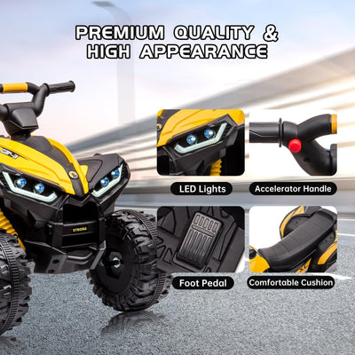 Garvee Ride - P Series: 12V Kids Quad ATV 4 Wheeler with Music, LED Lights for Boys & Girls - Yellow