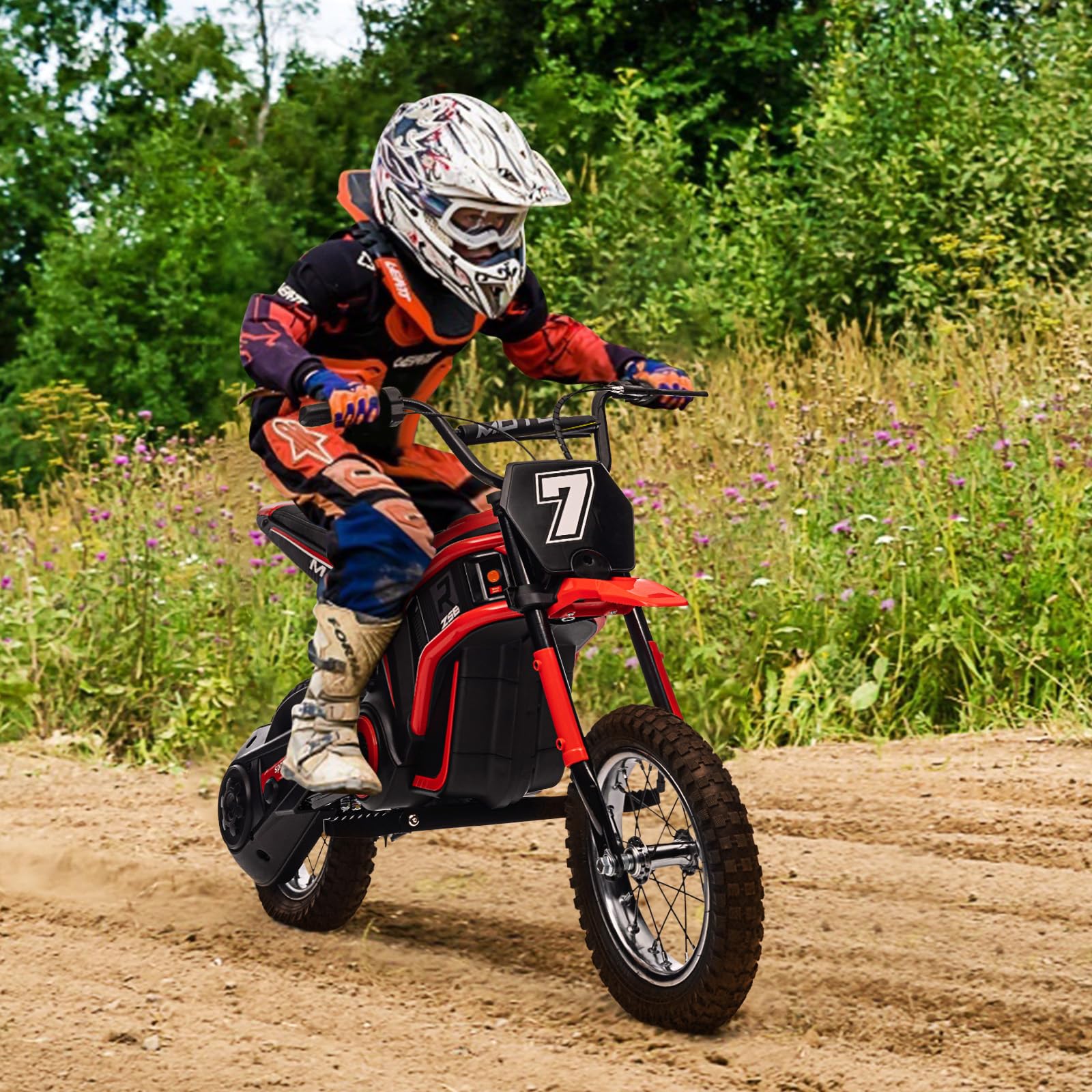 Garvee Ride - T Series: 24V-10A 350W Ride On Electric Dirt Bike For Kids Ages 13+, 14.29MPH, 3-Speed - Red-7