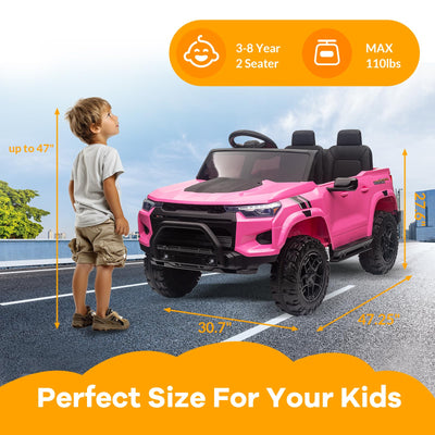 Garvee Ride - P Series: 2 Seater Ride on Car Electric Vehicles w/Remote Control, 24V Battery, Dual Drive, LED Lights, Bluetooth, MP3, Kids Electric Vehicles with Spring Suspension, Pink