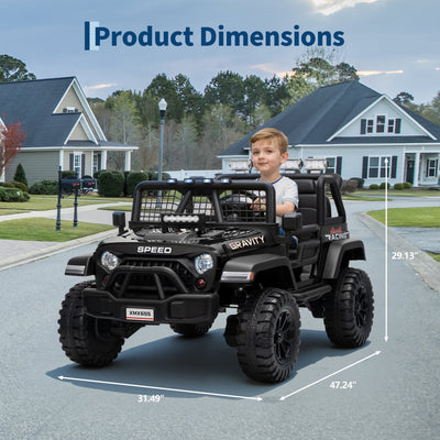 Garvee Ride - P Series: 2 Seater Ride On Car for Kids, 24V Electric Truck with Parent Remote Control, Spring Suspension, 2 Speeds, LED Headlight & Music Player, Kids Electric Vehicle for Aged 3-8 Years