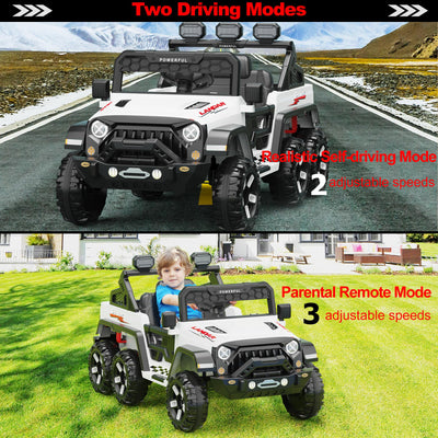 Garvee Ride - P Series: 24V 4WD Ride on Car Kids Ages 3-8, with 6 EVA Wheels, Battery Powered & Remote Control, 3 Adjustable Speeds, Soft Start, Battery Display, Music - White