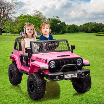 Garvee Ride - P Series: 24V 7AH Kids Ride on Truck Car 2 Seater Electric Vehicles for Toddles 2WD/4WD Switchable Battery Powered Cars with Remote Control, 4-Wheeler Suspension, LED Lights, MP3, Back Storage - Pink