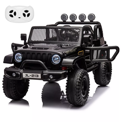 Garvee Ride - P Series: 24V 7AH Kids Ride on Truck Car 2 Seater Electric Vehicles for Toddles 2WD/4WD Switchable Battery Powered Cars with Remote Control, 4-Wheeler Suspension, LED Lights, MP3, Back Storage - Black