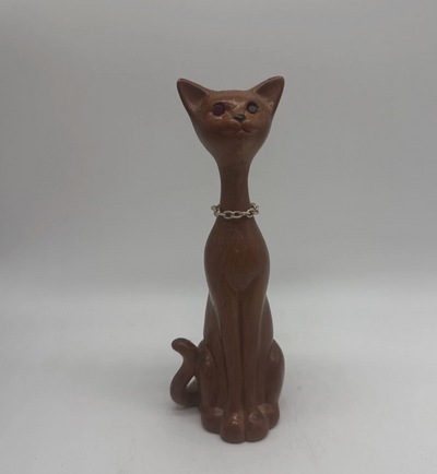 Faux Wood Vintage Siamese Cat Statue