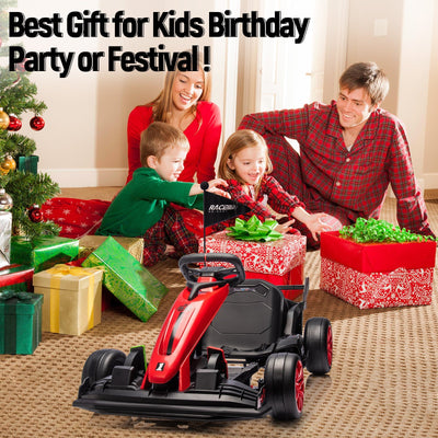 Garvee Ride - G Series: 24V Kids Ride On Go Kart Red, Adjustable Legroom, 7.5mph High Speed, 7ah Battery, 200W*2 Motors, Max Load 135lbs, Racing Toy for 6+