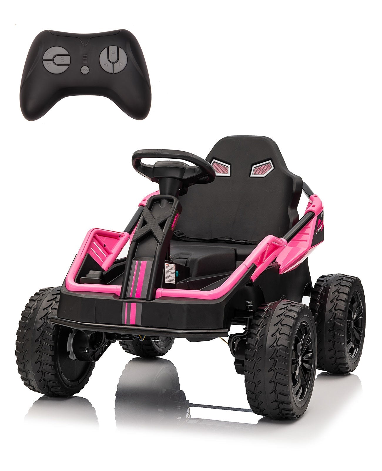 Garvee Ride - P Series: 24V Ride On Car for Big Kids, 6MPH 200W 4x4 Electric Toy with Remote, Metal Frame, Headlights, Shock Absorbers, Outdoor Adventure Vehicle Pink