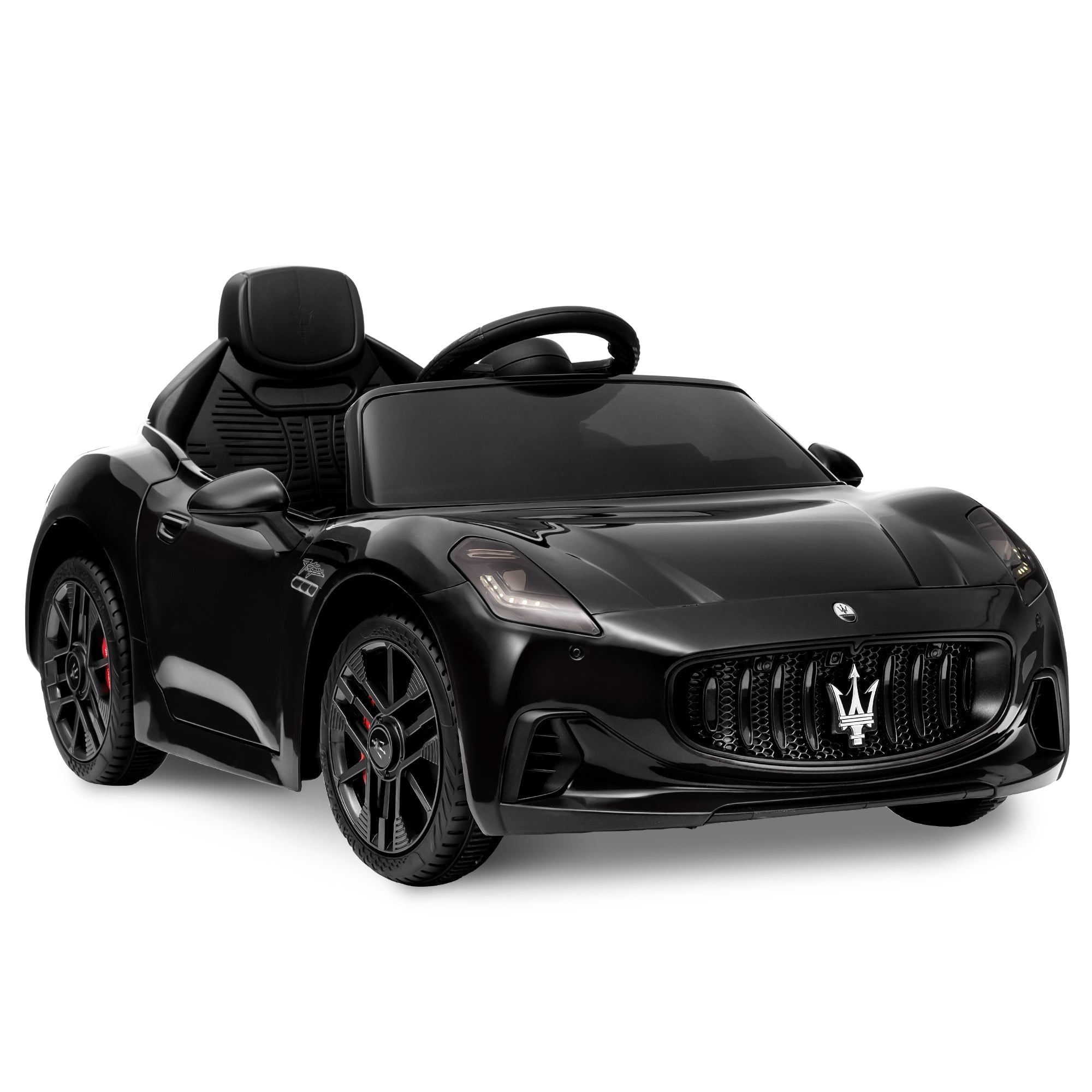 Garvee Ride - P Series: 12V Battery Powered Motorized Car for Kids with Remote Control, Spring Suspension, Double Doors, Bright Lights, 4 Wheel Electric Vehicle, Black