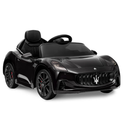 Garvee Ride - P Series: 12V Battery Powered Motorized Car for Kids with Remote Control, Spring Suspension, Double Doors, Bright Lights, 4 Wheel Electric Vehicle, Black