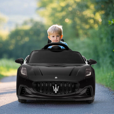 Garvee Ride - P Series: 12V Battery Powered Motorized Car for Kids with Remote Control, Spring Suspension, Double Doors, Bright Lights, 4 Wheel Electric Vehicle, Black