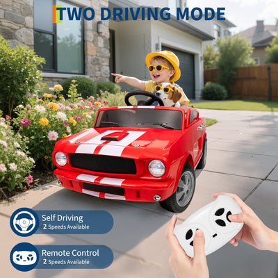 Garvee Ride - P Series: 12V Ride On Licensed Shelby GT350 Electric Car with Remote Control, Safety Belt, 2 Speeds, LED Lights, Music, Red for Toddlers 3+