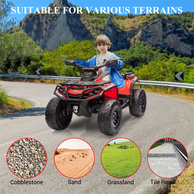 Garvee Ride - P Series: 2 Seater Ride On Car 24V 4WD Electric ATV, Leather Seats, Safety Belt, Bluetooth, Adjustable Speed, Yellow, Outdoor Adventure - Red