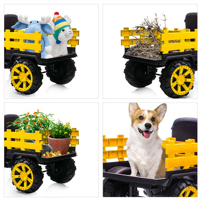 Garvee Ride - P Series: 12V Kids Ride On Tractor with Trailer, LED Lights for Boy Girl - Yellow